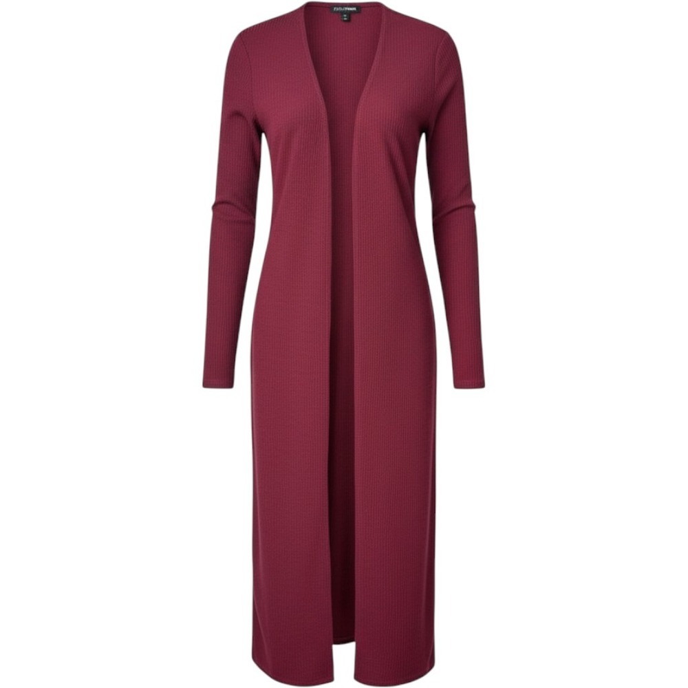Long Open-Front Ribbed Duster Cardigan Women's XS Boho Festival Lagenlook Ballet